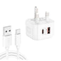 YSY-6087PD 20W PD3.0 + QC3.0 Dual Fast Charge Travel Charger with USB to Type-C Data Cable, EU Plug, US Plug, UK Plug