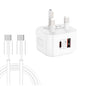 YSY-6087PD 20W PD3.0 + QC3.0 Dual Fast Charge Travel Charger with Type-C to Type-C Data Cable, EU Plug, US Plug, UK Plug
