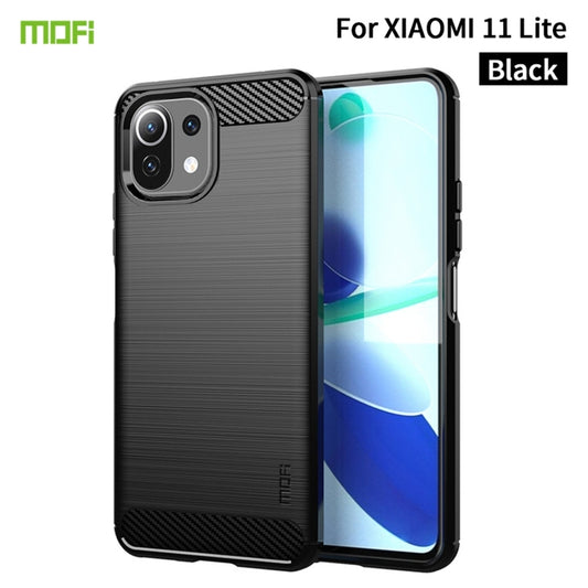 MOFI Gentleness Series Brushed Texture Carbon Fiber Soft TPU Case, For Xiaomi Mi 11 Lite, For Xiaomi Mi 11 Pro, For OnePlus 9R