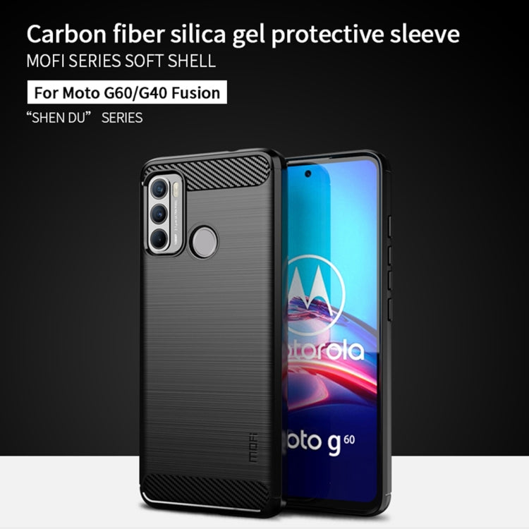 MOFI Gentleness Series Brushed Texture Carbon Fiber Soft TPU Case, For Motorola G60 / G40 Fusion