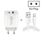 20W PD Type-C + QC 3.0 USB Interface Fast Charging Travel Charger with USB to Type-C Fast Charge Data Cable, EU Plug, US Plug, AU Plug
