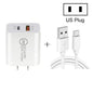 20W PD Type-C + QC 3.0 USB Interface Fast Charging Travel Charger with USB to Type-C Fast Charge Data Cable, EU Plug, US Plug, AU Plug