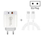 20W PD Type-C + QC 3.0 USB Interface Fast Charging Travel Charger with USB-C / Type-C to Type-C Fast Charge Data Cable