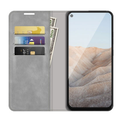 For Google Pixel 5A 5G Retro-skin Business Magnetic Suction Leather Case with Holder & Card Slots & Wallet