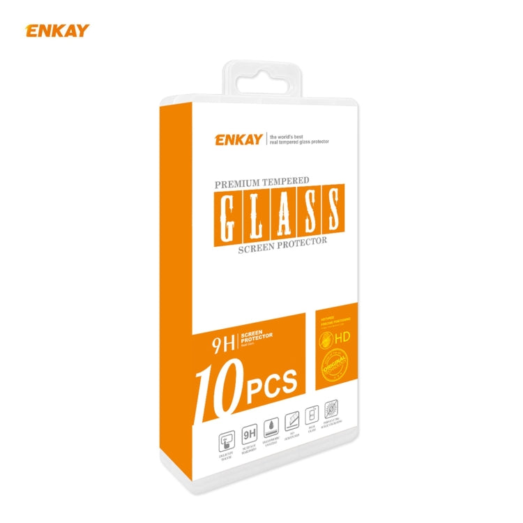 10 PCS ENKAY Hat-Prince Full Glue 0.26mm 9H 2.5D Tempered Glass Full Coverage Film