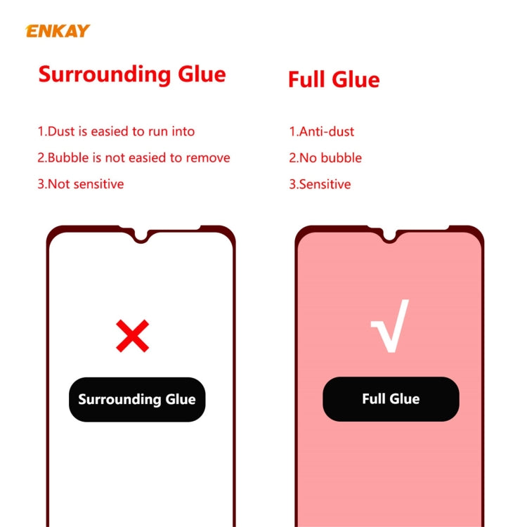 5 PCS ENKAY Hat-Prince Full Glue 0.26mm 9H 2.5D Tempered Glass Full Coverage Film