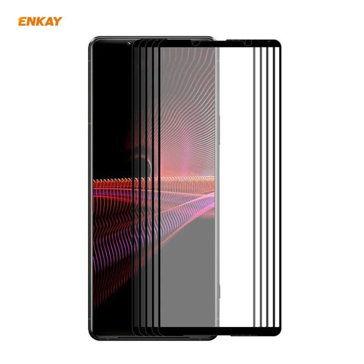 5 PCS ENKAY Hat-Prince Full Glue 0.26mm 9H 2.5D Tempered Glass Full Coverage Film