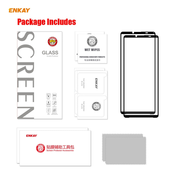 2 PCS ENKAY Hat-Prince Full Glue 0.26mm 9H 2.5D Tempered Glass Full Coverage Film, For Sony Xperia 10 III (2 PCS), For Sony Xperia 1 III (2 PCS), For Motorola Moto G10 / G20 / G30(2 PCS)