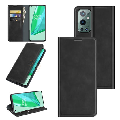 For OnePlus 9 Pro Retro-skin Business Magnetic Suction Leather Case with Holder & Card Slots & Wallet