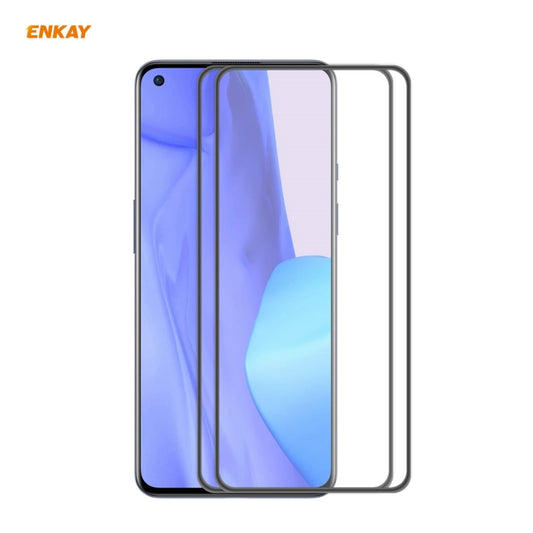 2 PCS ENKAY Hat-Prince Anti-drop Full Glue Tempered Glass Full Screen Film Anti-fall Protector, For OnePlus 9, For OnePlus 9R