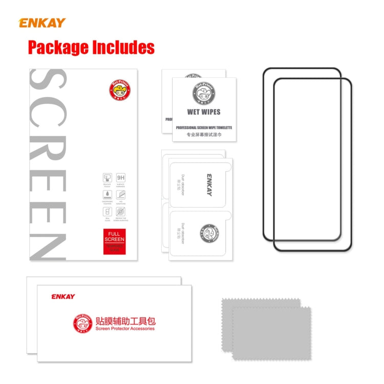 2 PCS ENKAY Hat-Prince Anti-drop Full Glue Tempered Glass Full Screen Film Anti-fall Protector, For OnePlus 9, For OnePlus 9R
