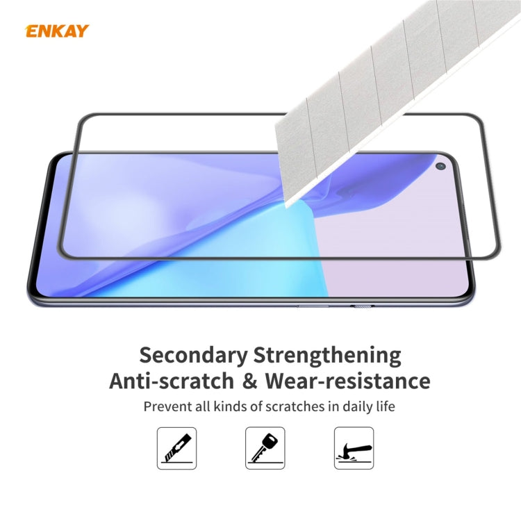 ENKAY Hat-Prince Anti-drop Full Glue Tempered Glass Full Screen Film Anti-fall Protector, For OnePlus 9, For OnePlus 9R