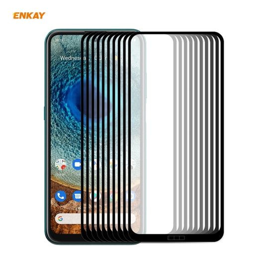 10 PCS ENKAY Hat-Prince Full Glue 0.26mm 9H 2.5D Tempered Glass Full Coverage Film