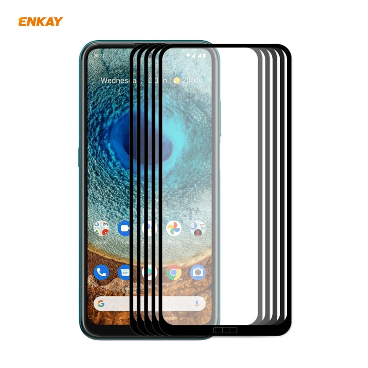 5 PCS ENKAY Hat-Prince Full Glue 0.26mm 9H 2.5D Tempered Glass Full Coverage Film