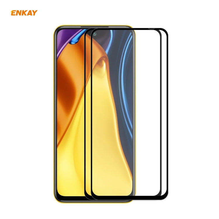 2 PCS ENKAY Hat-Prince Full Glue 0.26mm 9H 2.5D Tempered Glass Full Coverage Film