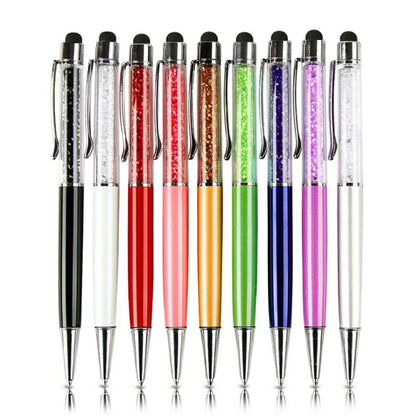 AT-22  2 in 1 Universal Flash Diamond Decoration Capacitance Pen Stylus Ballpoint Pen