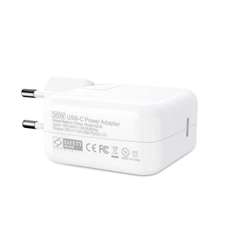 30W USB-C / Type-C Laptop Portable Power Adapter with 1.8m USB-C / Type-C to USB-C / Type-C Charging Cable,, 30W UK Plug, 30W AU Plug, 30W US Plug, 30W EU Plug