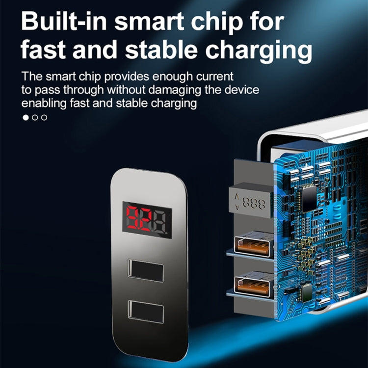 F002C QC3.0 USB + USB 2.0 Fast Charger with LED Digital Display for Mobile Phones and Tablets, EU Plug, EU Plug