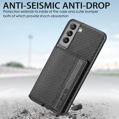 Carbon Fiber Magnetic Card Bag TPU+PU Shockproof Back Cover Case with Holder & Card Slot & Photo Frame, For Samsung Galaxy S21 5G, For Samsung Galaxy S21+ 5G