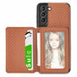 Carbon Fiber Magnetic Card Bag TPU+PU Shockproof Back Cover Case with Holder & Card Slot & Photo Frame