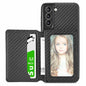 Carbon Fiber Magnetic Card Bag TPU+PU Shockproof Back Cover Case with Holder & Card Slot & Photo Frame, For Samsung Galaxy S21 5G, For Samsung Galaxy S21+ 5G