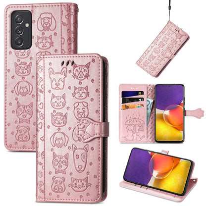 Cute Cat and Dog Embossed Horizontal Flip Leather Case with Holder & Card Slots & Wallet & Lanyard, For Gaxlay M32, For Galaxy  A82 5G, For Galaxy A22 4G, For Samsung Gaxlay M32