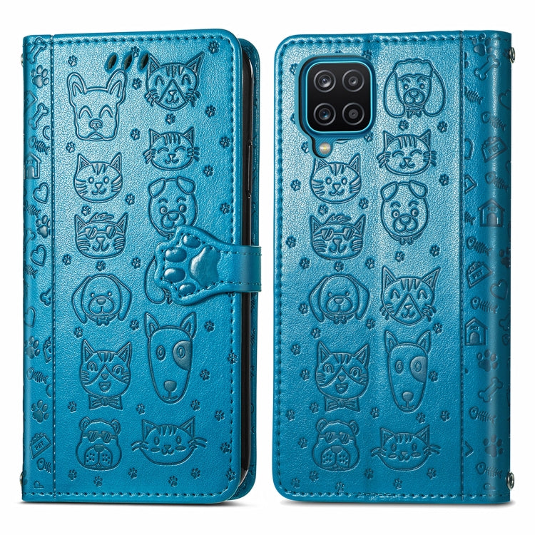 Cute Cat and Dog Embossed Horizontal Flip Leather Case with Holder & Card Slots & Wallet & Lanyard, For Samsung Galaxy A22 4G, For OPPO Realme V15 5G, For Samsung Galaxy A12, For OPPO Realme V13