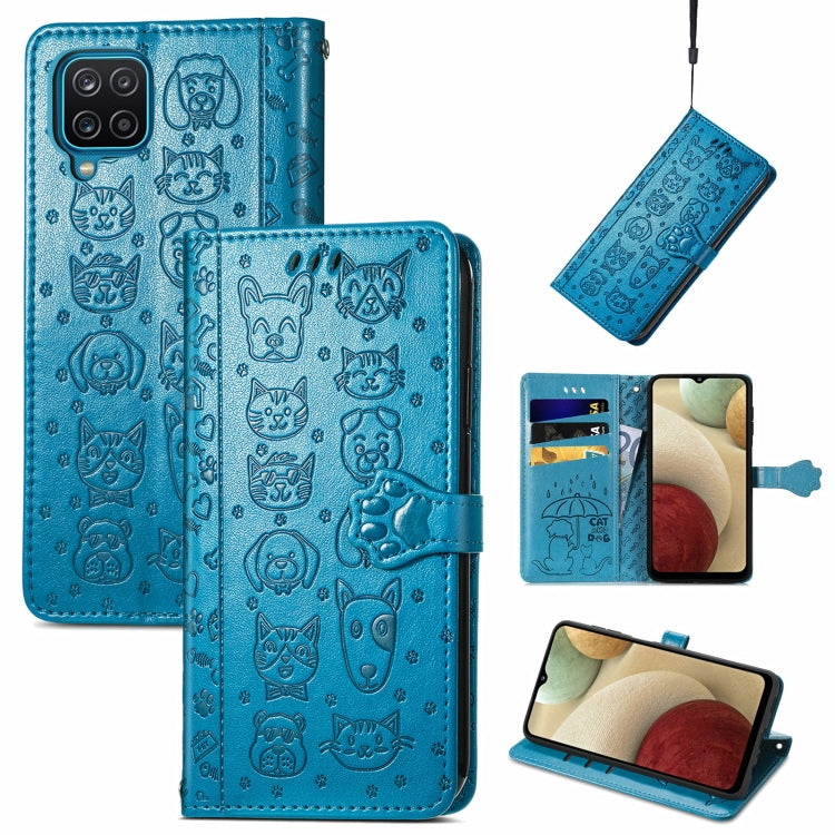 Cute Cat and Dog Embossed Horizontal Flip Leather Case with Holder & Card Slots & Wallet & Lanyard, For Samsung Galaxy A22 4G, For OPPO Realme V15 5G, For Samsung Galaxy A12, For OPPO Realme V13