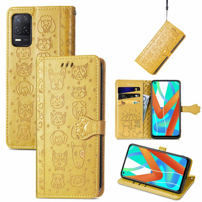 Cute Cat and Dog Embossed Horizontal Flip Leather Case with Holder & Card Slots & Wallet & Lanyard, For Samsung Galaxy A22 4G, For OPPO Realme V15 5G, For Samsung Galaxy A12, For OPPO Realme V13