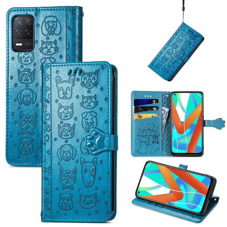 Cute Cat and Dog Embossed Horizontal Flip Leather Case with Holder & Card Slots & Wallet & Lanyard, For Samsung Galaxy A22 4G, For OPPO Realme V15 5G, For Samsung Galaxy A12, For OPPO Realme V13