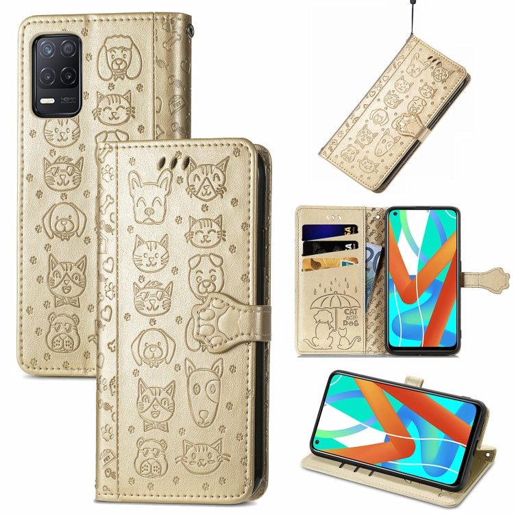 Cute Cat and Dog Embossed Horizontal Flip Leather Case with Holder & Card Slots & Wallet & Lanyard, For Samsung Galaxy A22 4G, For OPPO Realme V15 5G, For Samsung Galaxy A12, For OPPO Realme V13