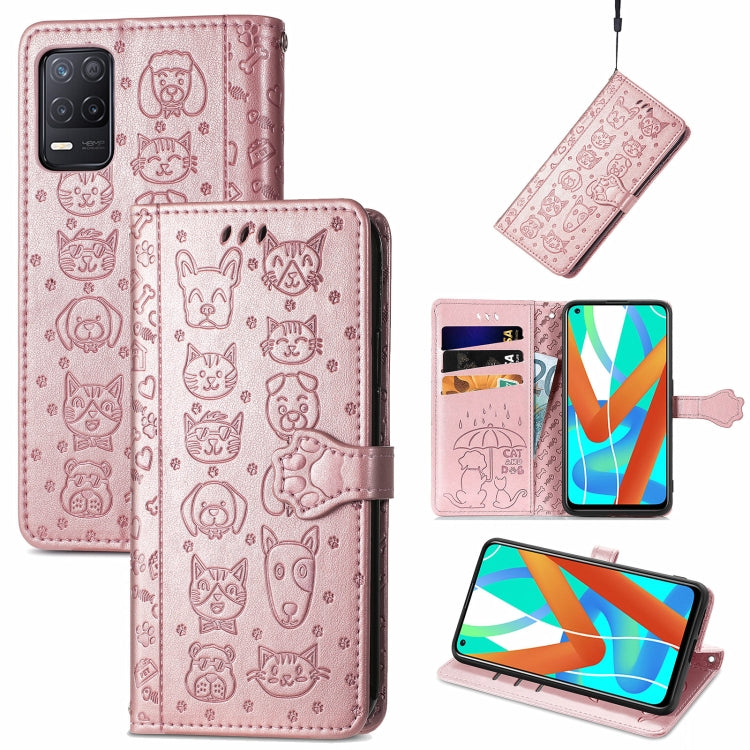 Cute Cat and Dog Embossed Horizontal Flip Leather Case with Holder & Card Slots & Wallet & Lanyard, For Samsung Galaxy A22 4G, For OPPO Realme V15 5G, For Samsung Galaxy A12, For OPPO Realme V13