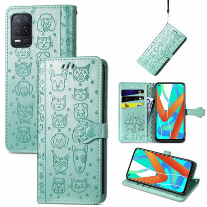 Cute Cat and Dog Embossed Horizontal Flip Leather Case with Holder & Card Slots & Wallet & Lanyard, For Samsung Galaxy A22 4G, For OPPO Realme V15 5G, For Samsung Galaxy A12, For OPPO Realme V13