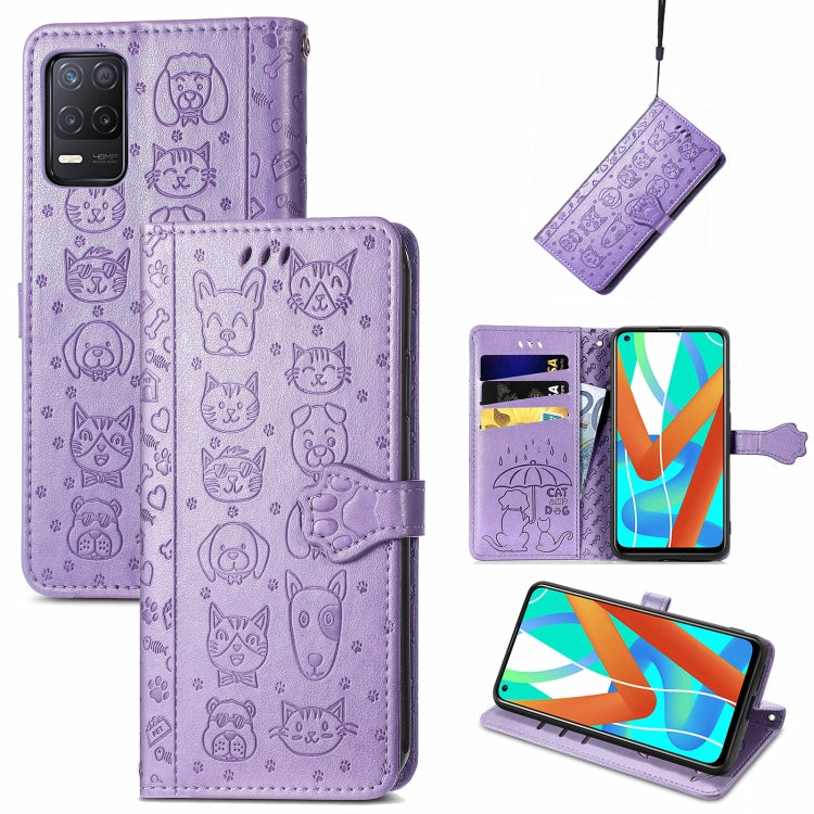 Cute Cat and Dog Embossed Horizontal Flip Leather Case with Holder & Card Slots & Wallet & Lanyard, For Samsung Galaxy A22 4G, For OPPO Realme V15 5G, For Samsung Galaxy A12, For OPPO Realme V13
