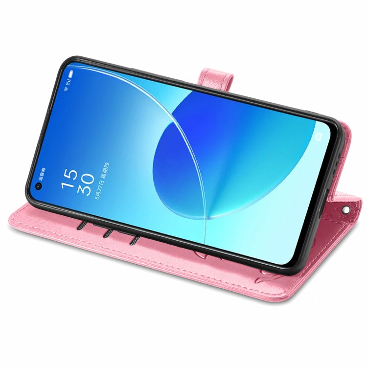 Cute Cat and Dog Embossed Horizontal Flip Leather Case with Holder & Card Slots & Wallet & Lanyard, For OPPO Reno6 5G