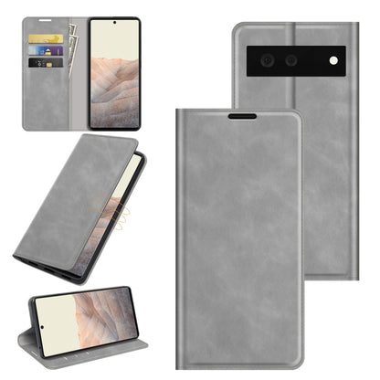 For Google Pixel 6 Retro-skin Business Magnetic Suction Leather Case with Holder & Card Slots & Wallet