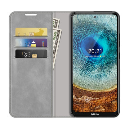 For Nokia X10/X20 Retro-skin Business Magnetic Suction Leather Case with Holder & Card Slots & Wallet, For Nokia X10/X20
