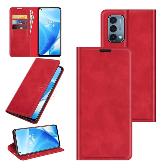 For OnePlus Nord N200 5G Retro-skin Business Magnetic Suction Leather Case with Holder & Card Slots & Wallet