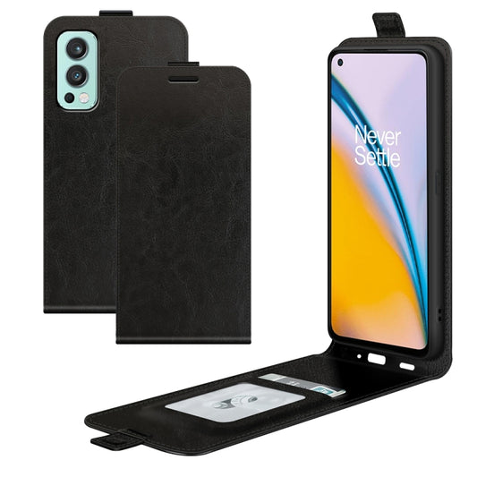 For OnePlus Nord 2 5G R64 Texture Single Vertical Flip Leather Protective Case with Card Slots & Photo Frame