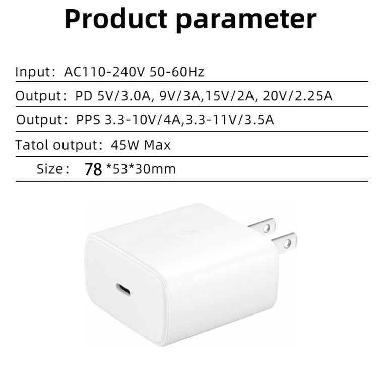 M135 45W USB-C / Type-C Port Fast Charger, US Plug