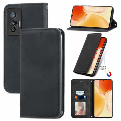Retro Skin Feel Business Magnetic Horizontal Flip Leather Case with Holder & Card Slots & Wallet & Photo Frame, For Motorola  G60 S, For vivo X70, For vivo X70 Pro