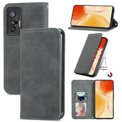 Retro Skin Feel Business Magnetic Horizontal Flip Leather Case with Holder & Card Slots & Wallet & Photo Frame, For Motorola  G60 S, For vivo X70, For vivo X70 Pro