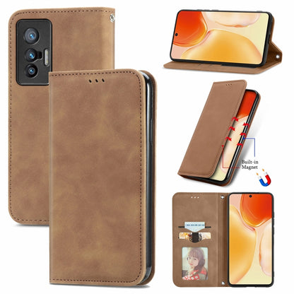 Retro Skin Feel Business Magnetic Horizontal Flip Leather Case with Holder & Card Slots & Wallet & Photo Frame