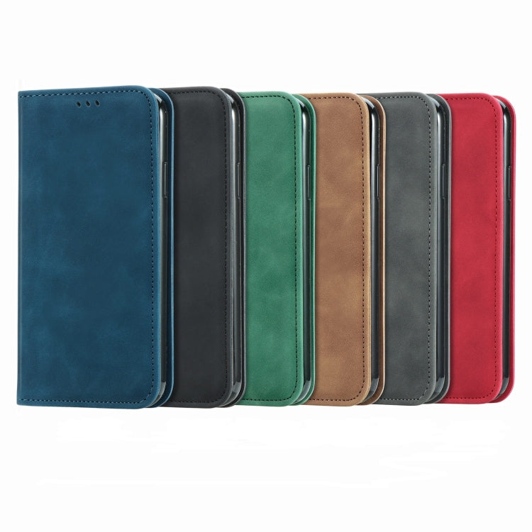 Retro Skin Feel Business Magnetic Horizontal Flip Leather Case with Holder & Card Slots & Wallet & Photo Frame