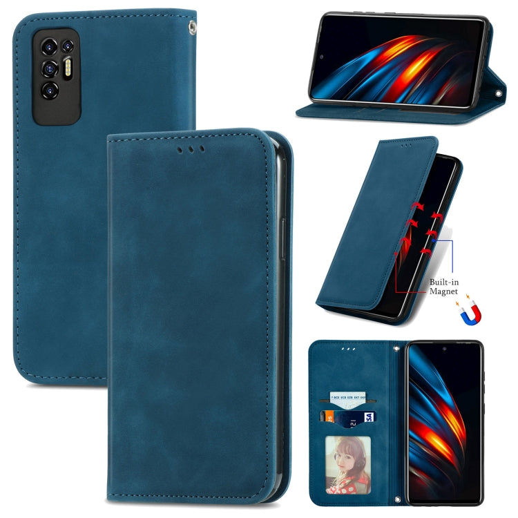 Retro Skin Feel Business Magnetic Horizontal Flip Leather Case with Holder & Card Slots & Wallet & Photo Frame