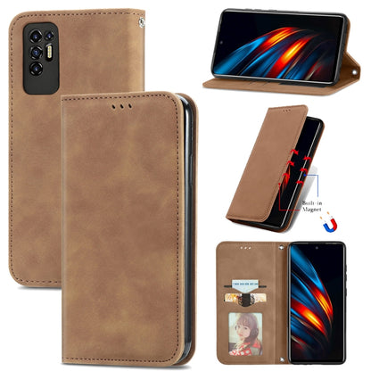 Retro Skin Feel Business Magnetic Horizontal Flip Leather Case with Holder & Card Slots & Wallet & Photo Frame