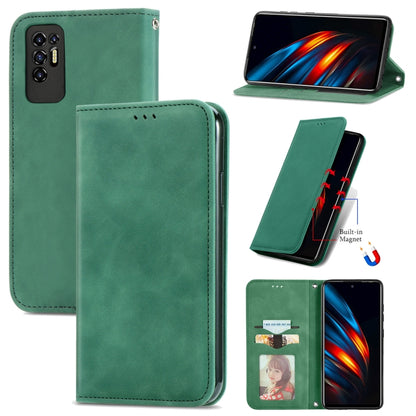 Retro Skin Feel Business Magnetic Horizontal Flip Leather Case with Holder & Card Slots & Wallet & Photo Frame