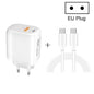 CS-20W Mini Portable PD3.0 + QC3.0 Dual Ports Fast Charger with 3A Type-C to Type-C  Data Cable, Charger + Type-C to Type-C Cable
