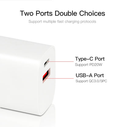 CS-20W Mini Portable PD3.0 + QC3.0 Dual Ports Fast Charger with 3A Type-C to Type-C  Data Cable, Charger + Type-C to Type-C Cable