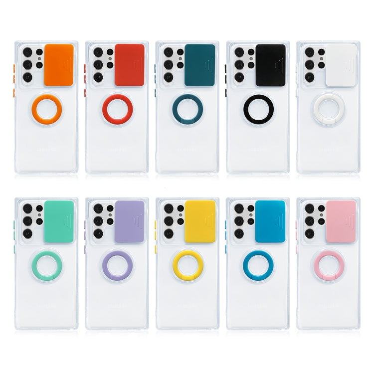 Sliding Camera Cover TPU Protective Case with Ring Holder, For Samsung Galaxy S22 Ultra 5G